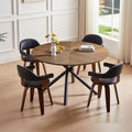 Round MDF Top Dining Table with X-Cross Metal Legs in Black or Walnut