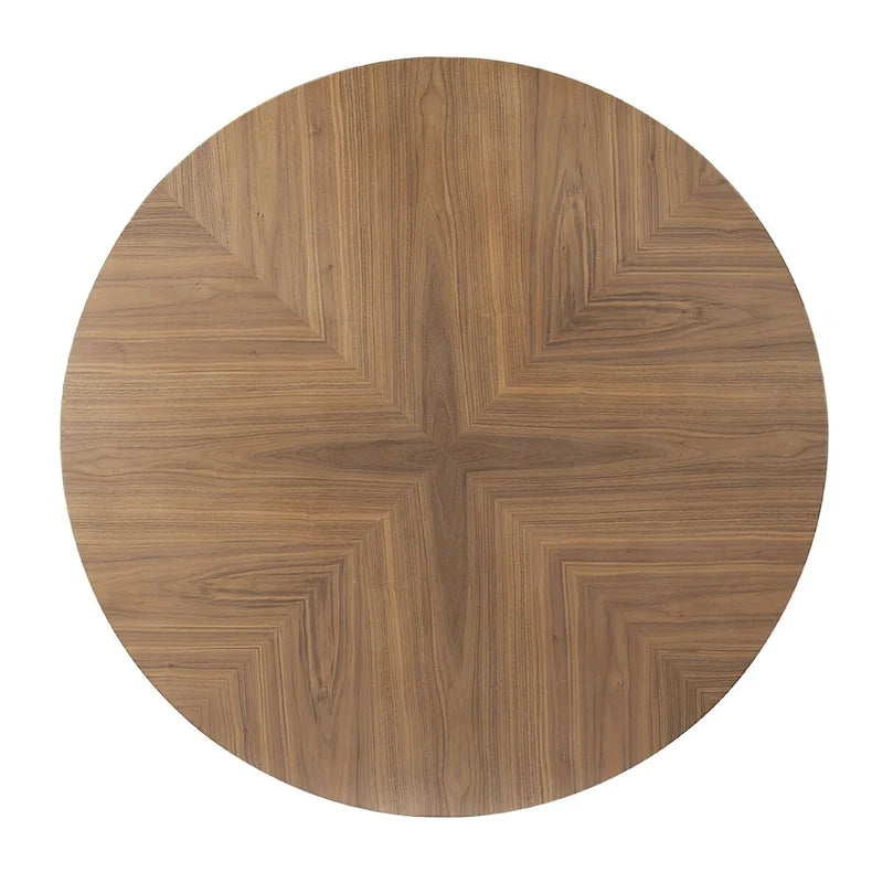 Round MDF Top Dining Table with X-Cross Metal Legs in Black or Walnut