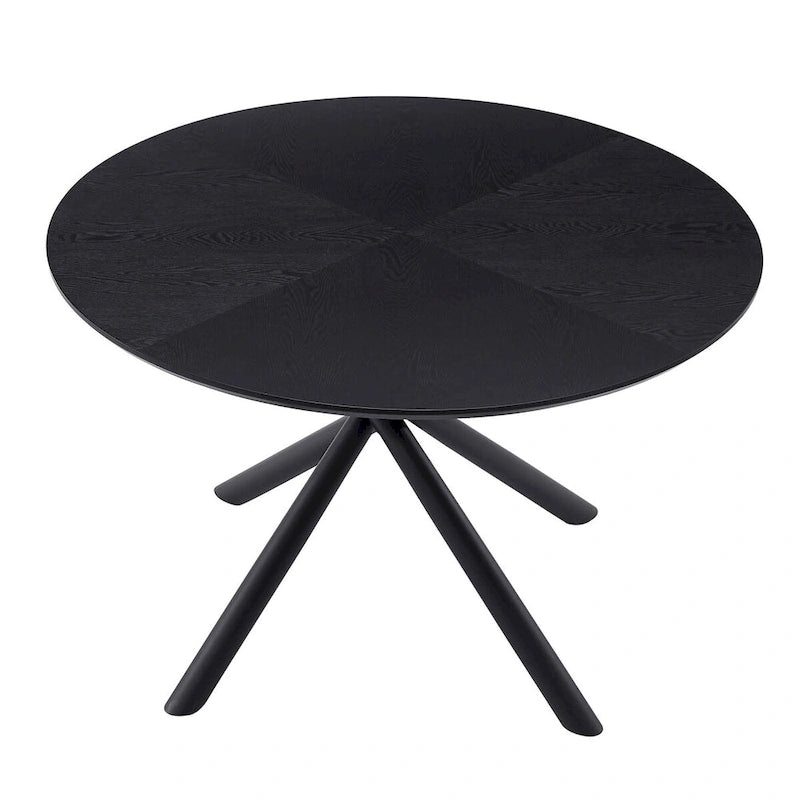 Round MDF Top Dining Table with X-Cross Metal Legs in Black or Walnut