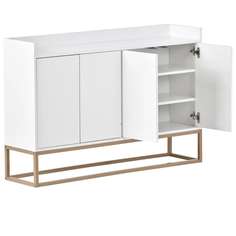 Modern Particle Board Sideboard Buffet Cabinet with Steel Base, Multi-Color
