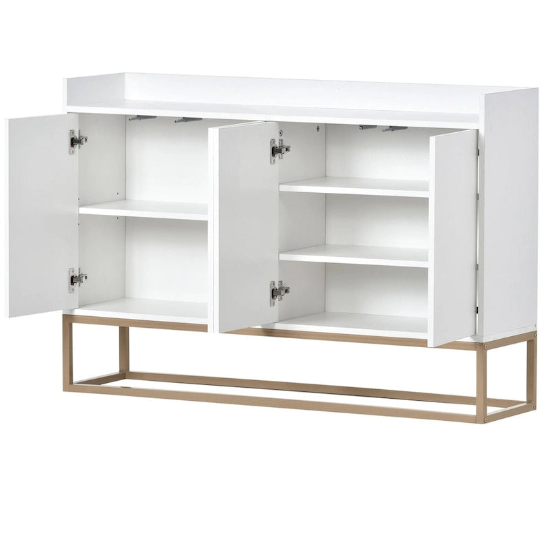 Modern Particle Board Sideboard Buffet Cabinet with Steel Base, Multi-Color