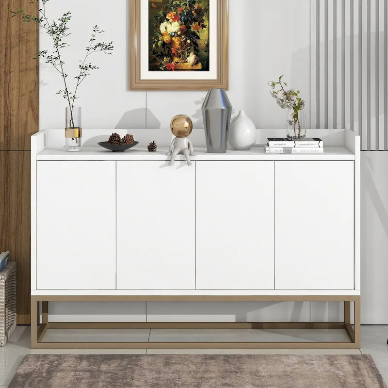 Modern Particle Board Sideboard Buffet Cabinet with Steel Base, Multi-Color