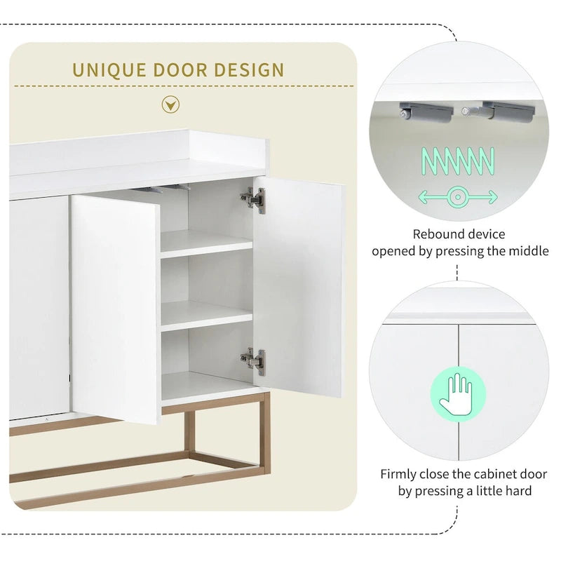Modern Particle Board Sideboard Buffet Cabinet with Steel Base, Multi-Color