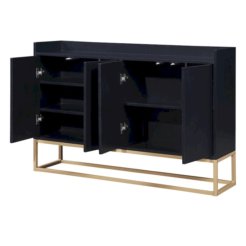 Modern Particle Board Sideboard Buffet Cabinet with Steel Base, Multi-Color