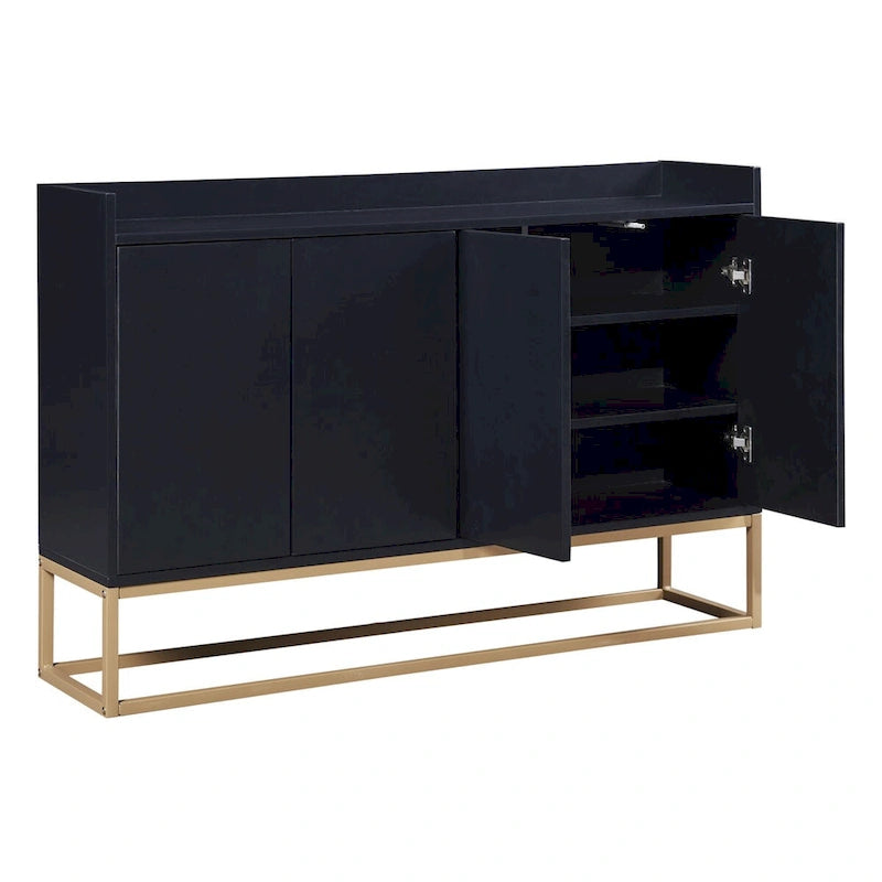 Modern Particle Board Sideboard Buffet Cabinet with Steel Base, Multi-Color