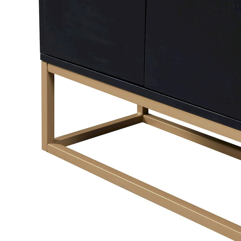 Modern Particle Board Sideboard Buffet Cabinet with Steel Base, Multi-Color