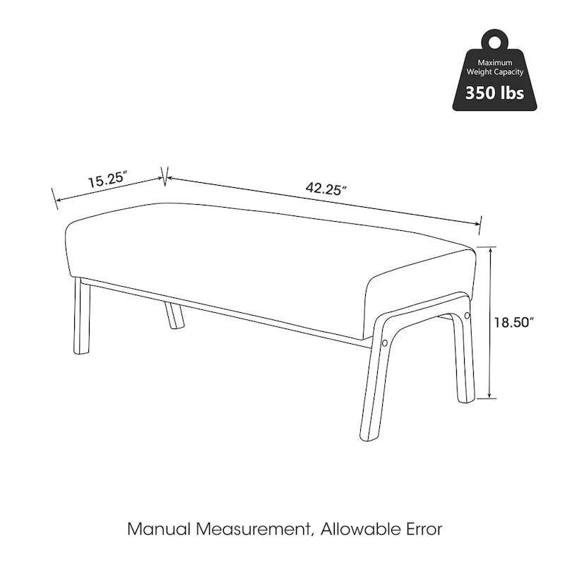 Green Leatherette Upholstered Bench with Flared Rubberwood Legs