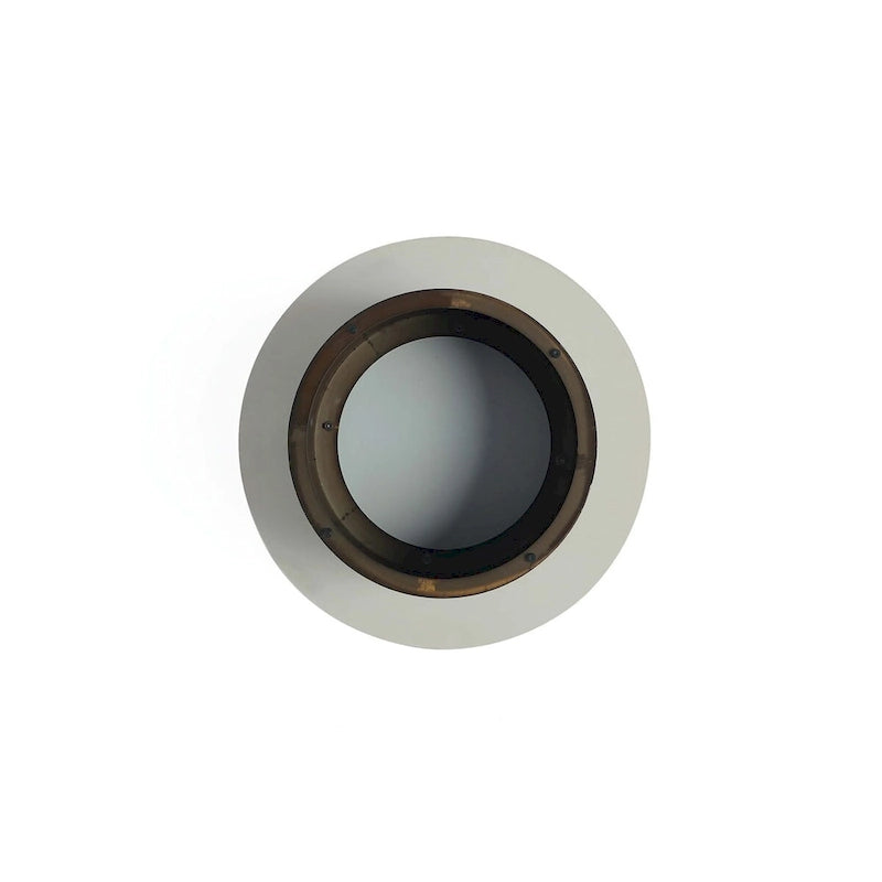 Round Sintered Stone Top Coffee Table with Black Metal Cylinder Base