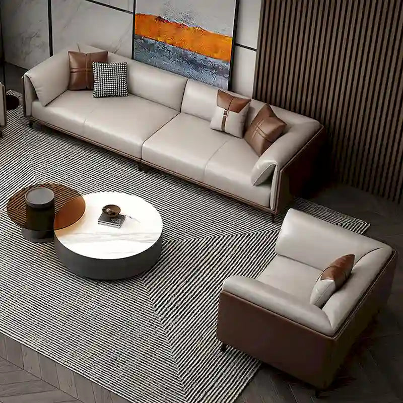 Modern Faux Leather Single Armchair Sofa with Metal Legs Light Gray