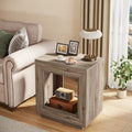 Rectangular Hollow Open Cube MDF Side Table with Wood Grain Finish