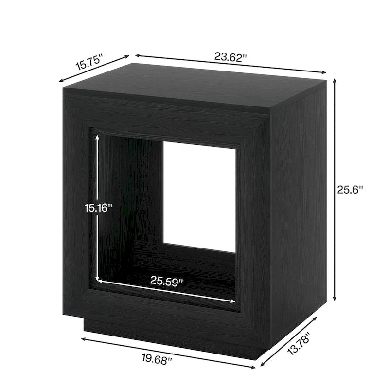 Rectangular Hollow Open Cube MDF Side Table with Wood Grain Finish