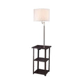 Lampa podłogowa z 2-poziomowymi półkami stolika bocznego i stacją ładowania USB, espresso