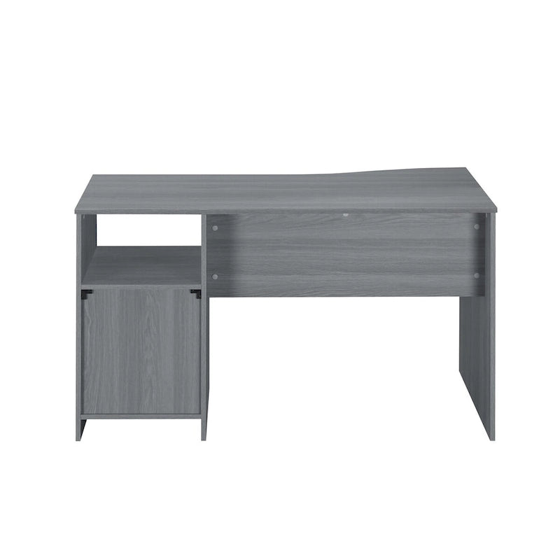 Grey 3-Drawer Home Office Computer Desk with Side Storage Shelf