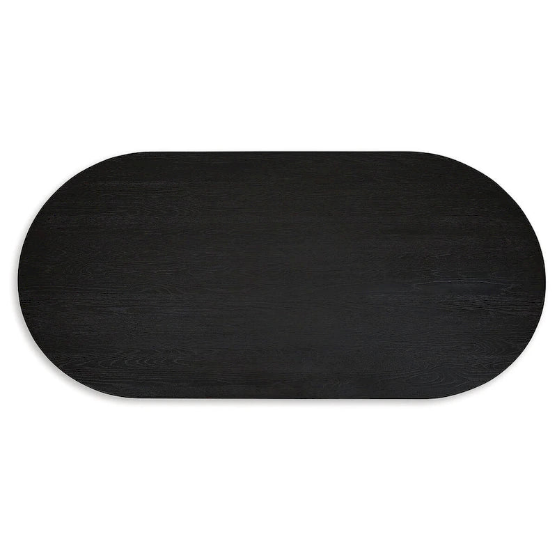 Oval Black Dining Table with Art Deco Pedestal Base Seats 8