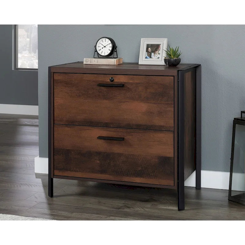 2-Drawer Lateral File Cabinet with Lock Barrel Oak Finish