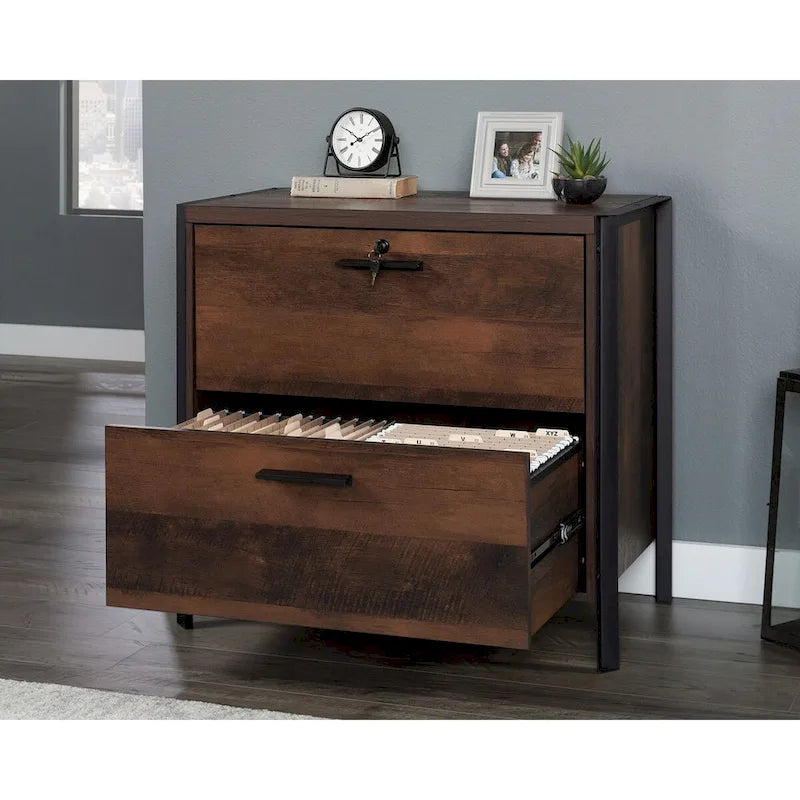 2-Drawer Lateral File Cabinet with Lock Barrel Oak Finish