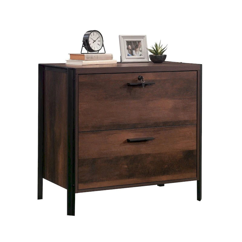 2-Drawer Lateral File Cabinet with Lock Barrel Oak Finish
