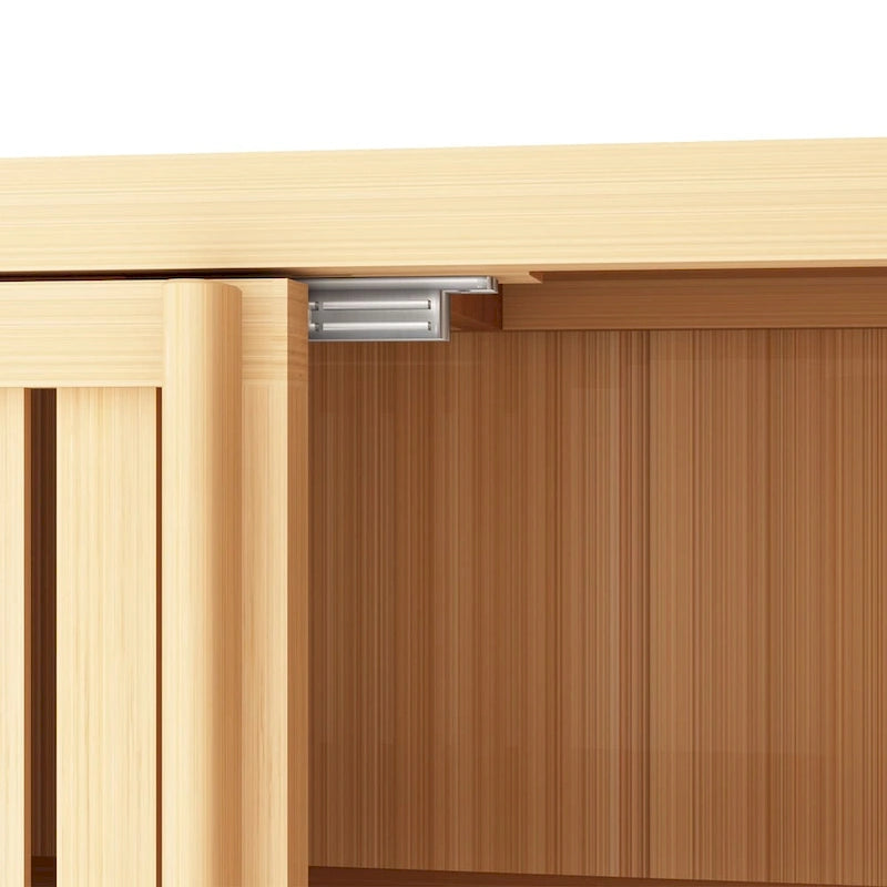 Freistehender Bambus-Mehrzweckschrank mit Lamellentüren, Naturfinish