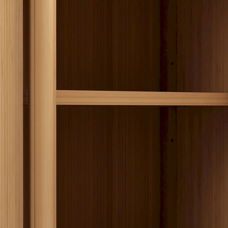 Freistehender Bambus-Mehrzweckschrank mit Lamellentüren, Naturfinish